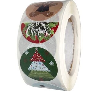 🎄 E Christmas Stickers 1" Round 500ct Labels 8 Designs Thank You